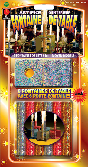 6 FONTAINES DE TABLE DE FÊTE 95 MM MOYEN MODÈLE 