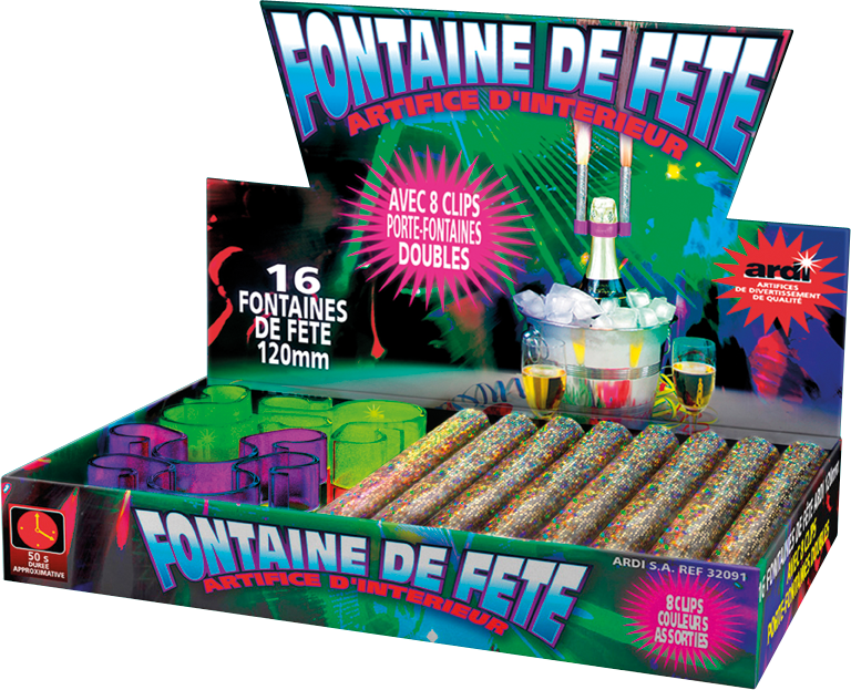 BOITE DE 16 FONTAINES 120 MM AVEC 8 CLIPS PORTE-FONTAINES DOUBLES