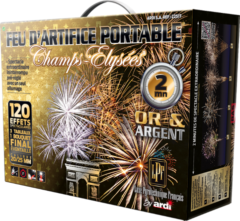 22517LPF Portable® Luxe Pyrotechnique Français – Champs Elysées® - Or & Argent - 2MN