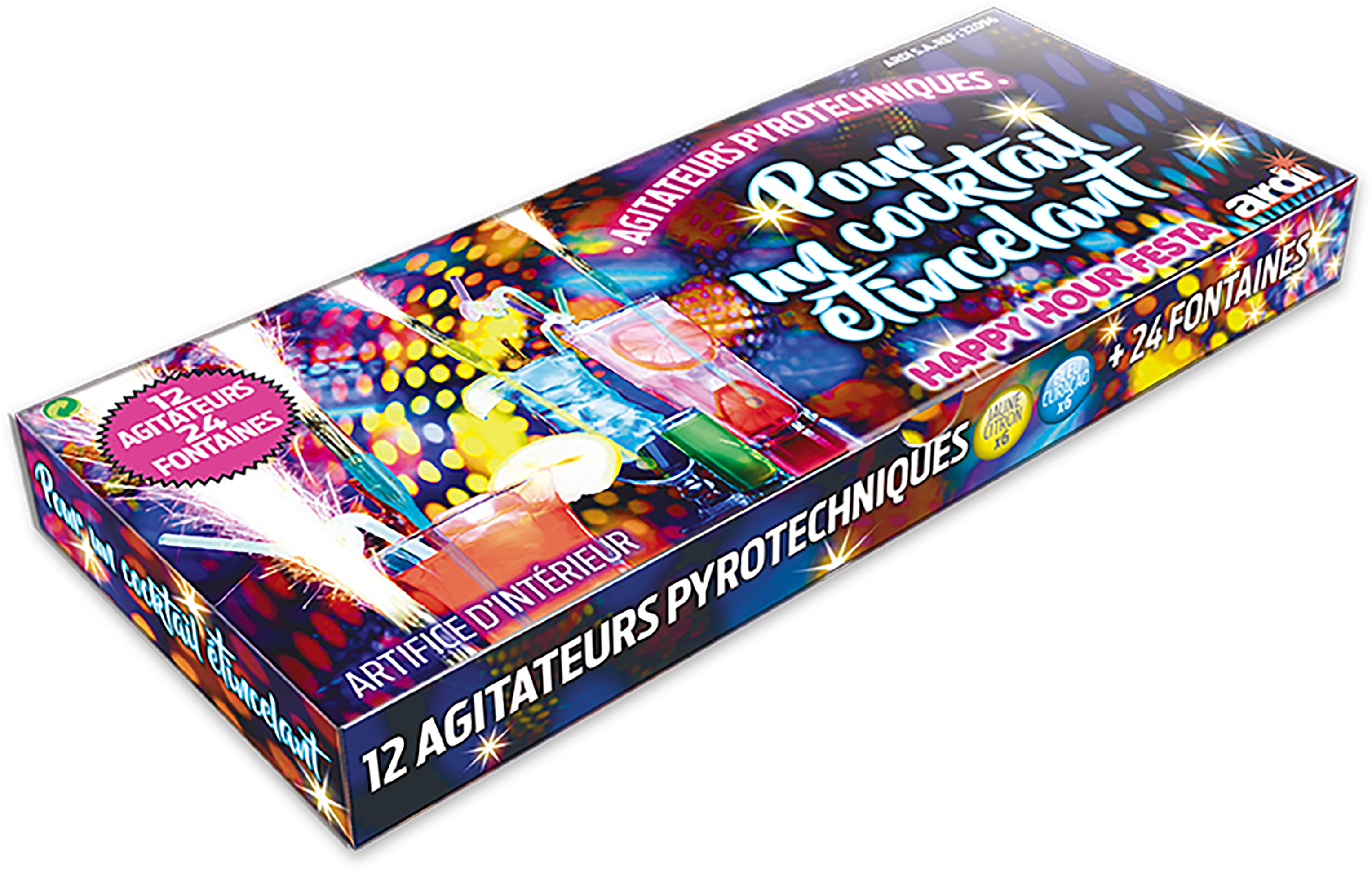 32096 - BOÎTE DE 12 AGITATEURS PYROTECHNIQUES® POUR COCKTAIL ET 24 FONTAINES