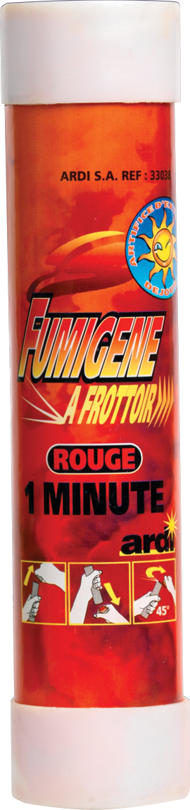 33038 - TUBE FUMIGÈNE À FROTTOIR 1 MINUTE ROUGE