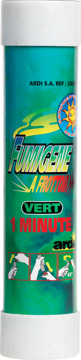 33039 - TUBE FUMIGÈNE À FROTTOIR 1 MINUTE VERT