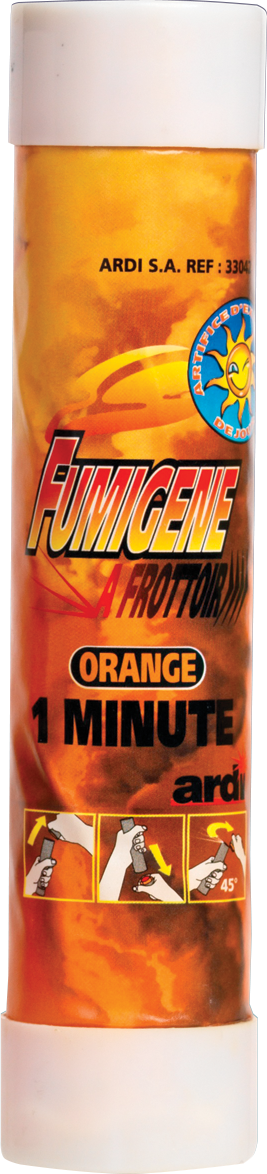 33042 - TUBE FUMIGÈNE À FROTTOIR 1 MINUTE ORANGE