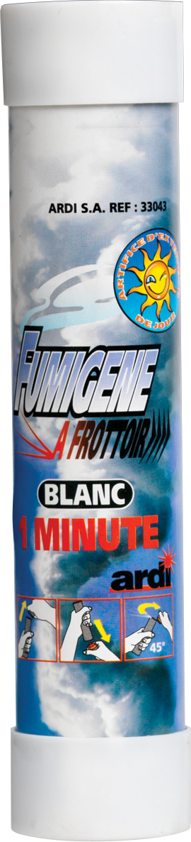 33043 - TUBE FUMIGÈNE À FROTTOIR 1 MINUTE BLANC