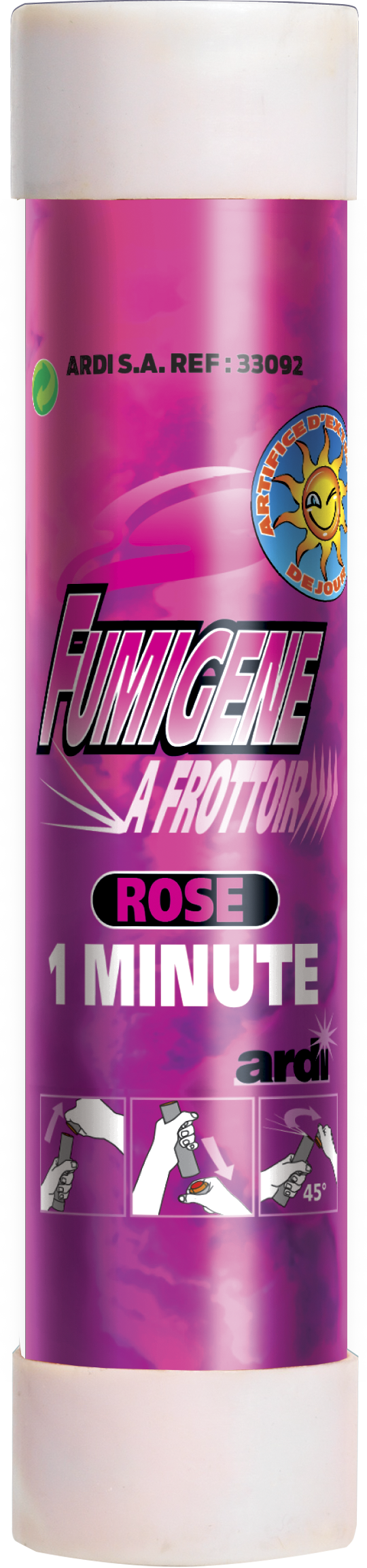 33092 - TUBE FUMIGÈNE À FROTTOIR 1 MINUTE ROSE